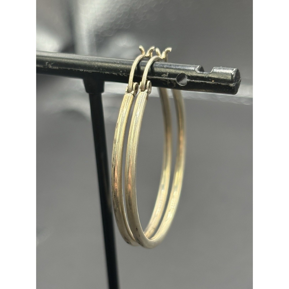 Vintage 36MM Sterling Silver Tube Hoop Earrings 4 Grams G27
